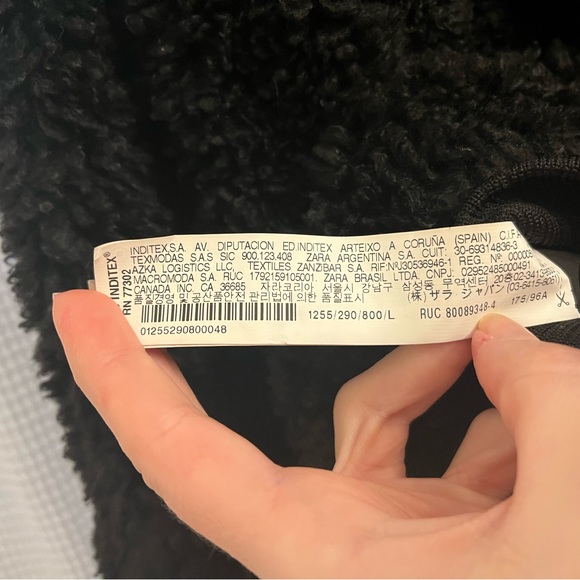 ZARA TRF Sherpa/Teddy Bomber Jacket Black Size L - Picture 12 of 16